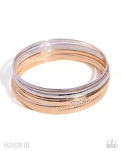 Load image into Gallery viewer, Vote of Confidence / Mixed Metal Layered Bangle Bracelet Set with Crystal Accents
