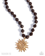 Load image into Gallery viewer, Relaxed Rays -Golden Sun Pendant Beaded Necklace &amp; Earring Set