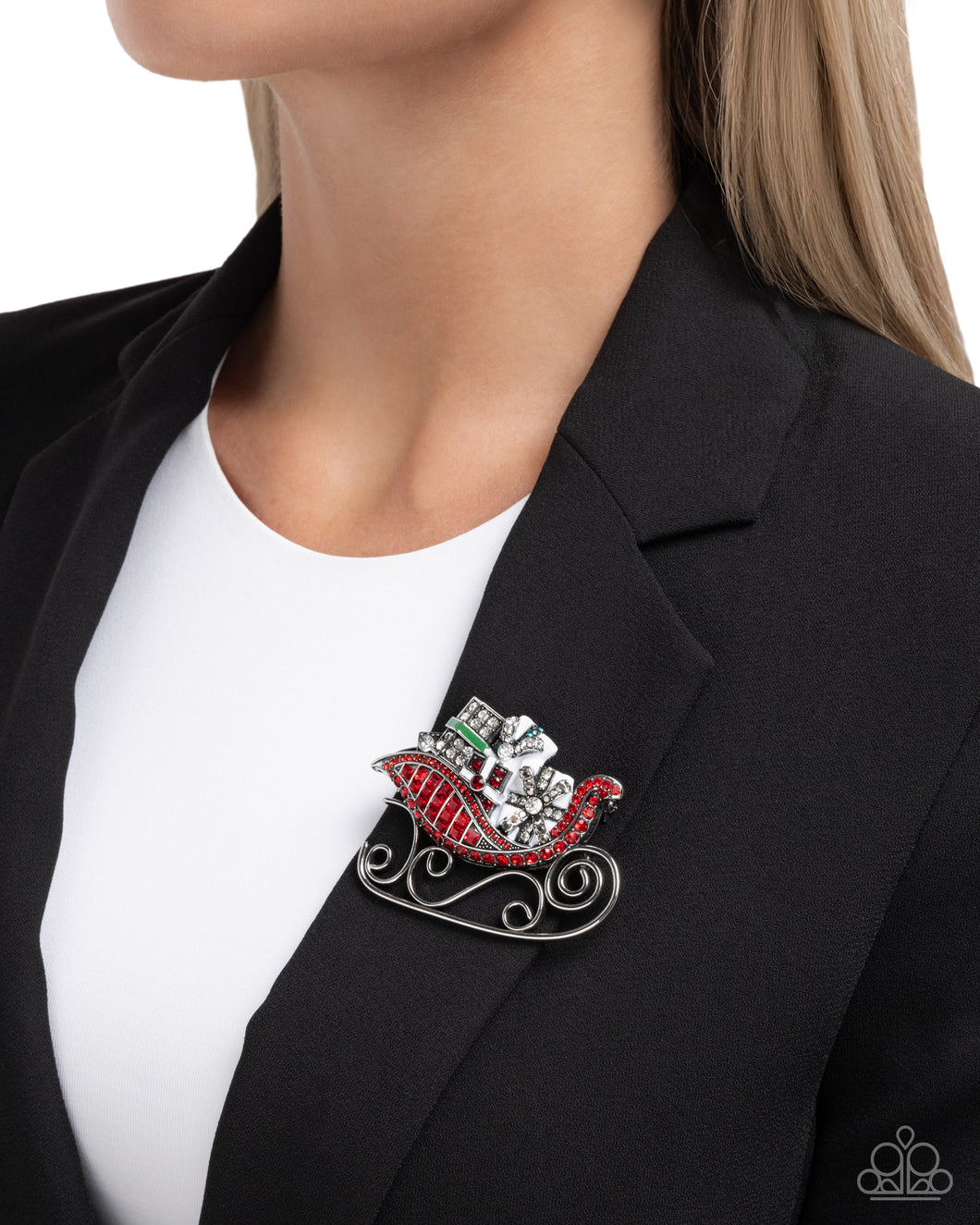 Sledding Shimmer  Christmas Sleigh Brooch