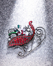 Load image into Gallery viewer, Sledding Shimmer  Christmas Sleigh Brooch