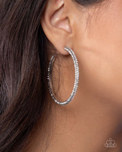 Load image into Gallery viewer, Solemn Shimmer - Silver Sparkle Hoop Earrings