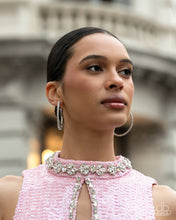 Load image into Gallery viewer, Solemn Shimmer - Silver Sparkle Hoop Earrings