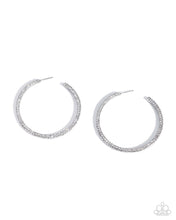 Load image into Gallery viewer, Solemn Shimmer - Silver Sparkle Hoop Earrings