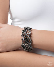 Load image into Gallery viewer, Ornate Option - Hematite and Rhinestone Hinge Bracelet