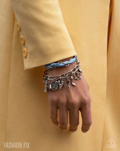 Load image into Gallery viewer, PROM and Patterned - Blue Braided Charm Bracelet – Silver Charm Layered Bracelet
