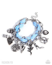Load image into Gallery viewer, PROM and Patterned - Blue Braided Charm Bracelet – Silver Charm Layered Bracelet