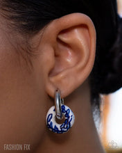 Load image into Gallery viewer, Comfortable Cruise - Blue &amp; White Porcelain Hoop Earrings