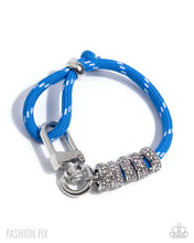 Load image into Gallery viewer, Refulgent Resort - Blue Cord Charm Bracelet | Silver Beaded Statement Bracelet for Women