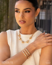 Load image into Gallery viewer, Prominent Personality - Gold Triple Bar Cuff Bracelet | Modern Statement Hinged Bracelet