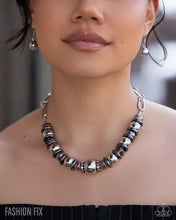 Load image into Gallery viewer, Moody Melody - Silver &amp; Black Beaded Statement Necklace Set