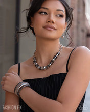 Load image into Gallery viewer, Moody Melody - Silver &amp; Black Beaded Statement Necklace Set