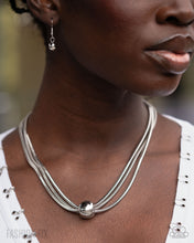 Load image into Gallery viewer, Sleek Study - Silver Multi-Strand Snake Chain Necklace Set with Metallic Bead Accent