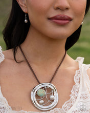 Load image into Gallery viewer, Crafted Chic - Silver Circle Pendant Necklace Set with Mint Stone &amp; Pearl Accents