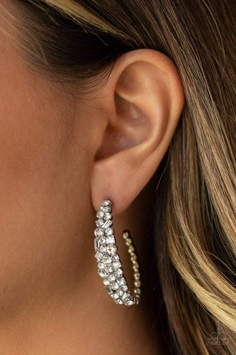 A GLITZY Conscience - White - Paparazzi Earrings