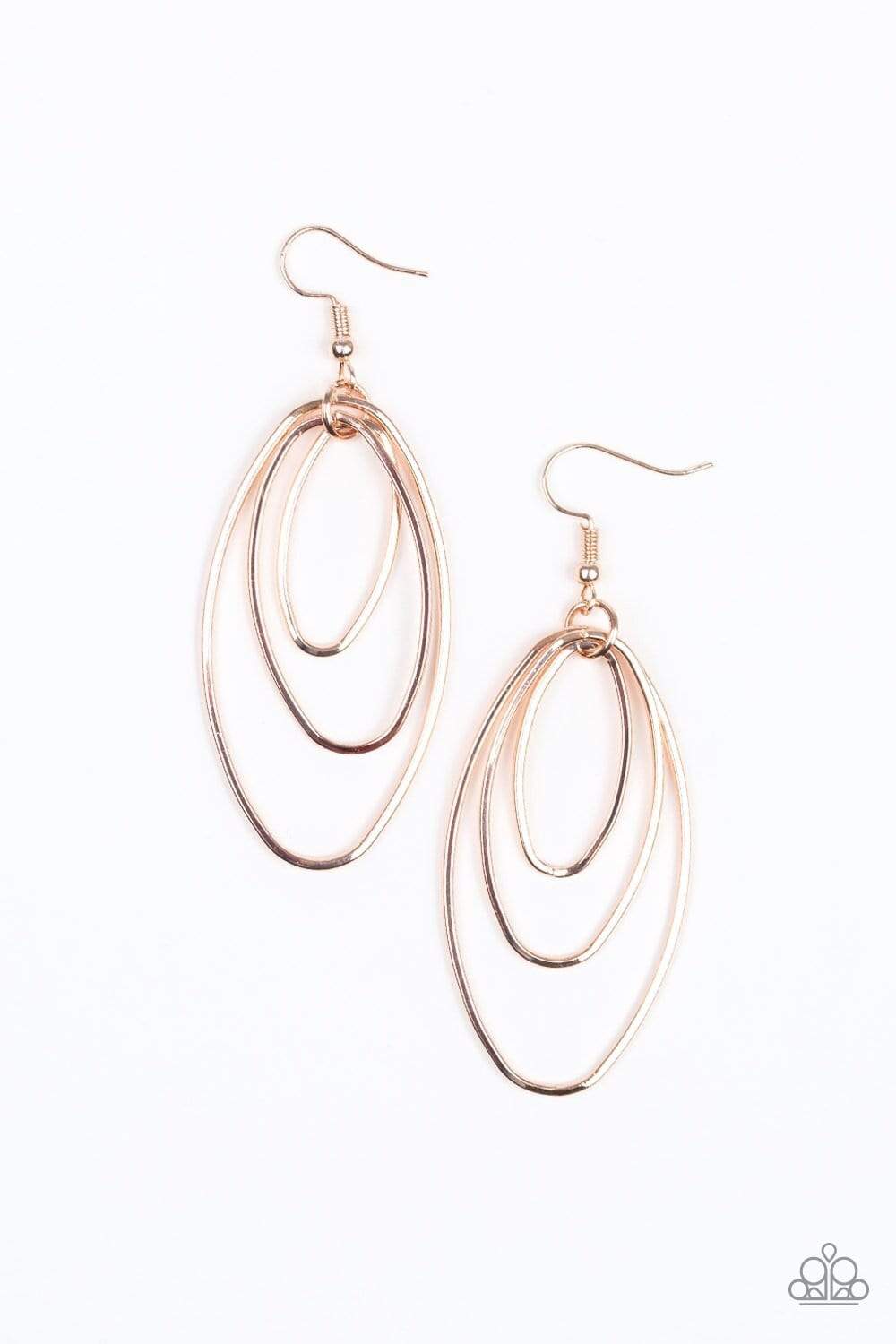 All OVAL The Place - Rose Gold - Paparazzi Earrings