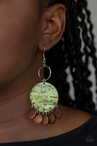 Beach Waves - Green - Paparazzi Earrings