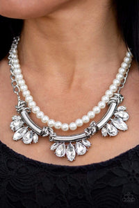 Bow Before The Queen - White - Paparazzi Necklace