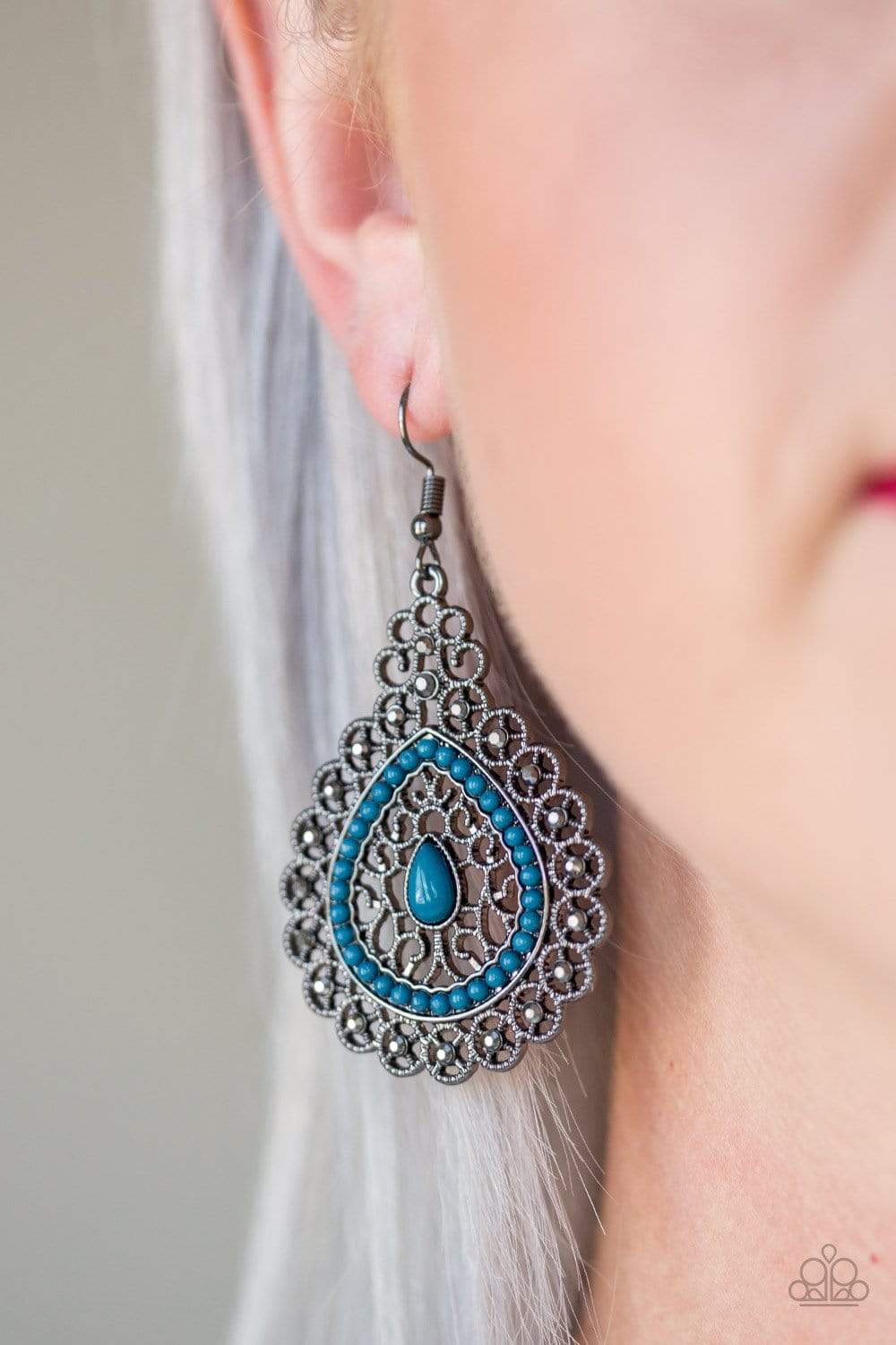 Carnival Courtesan - Blue - Paparazzi Earrings