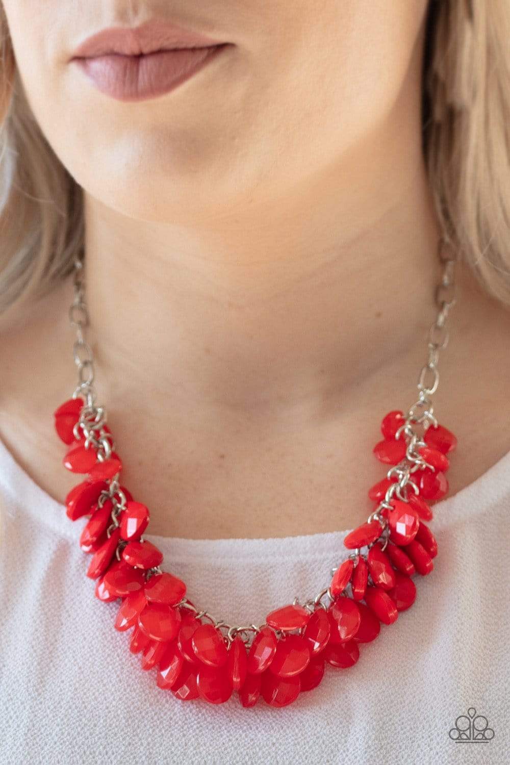 Colorfully Clustered - Red - Paparazzi Necklace