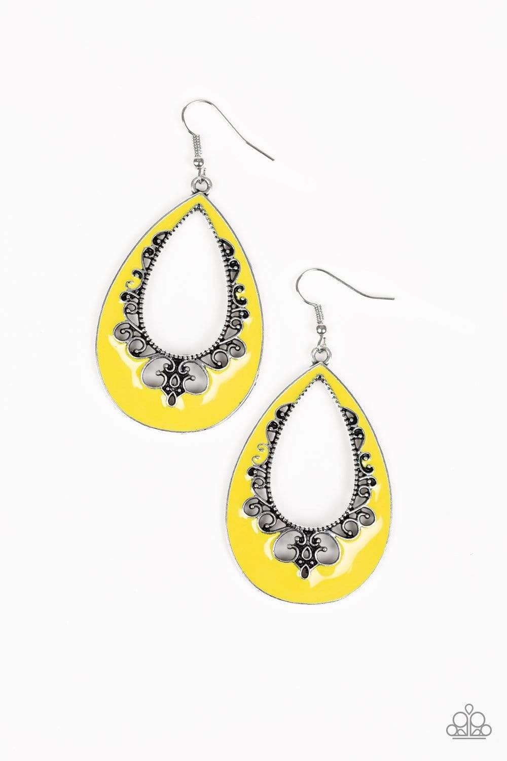 Compliments To The CHIC - Yellow Earrings