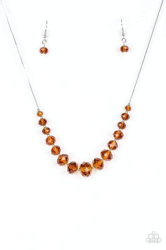 Crystal Carriage - Brown Necklace