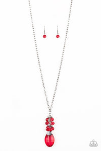 Crystal Cascade - Red -Paparazzi Necklace