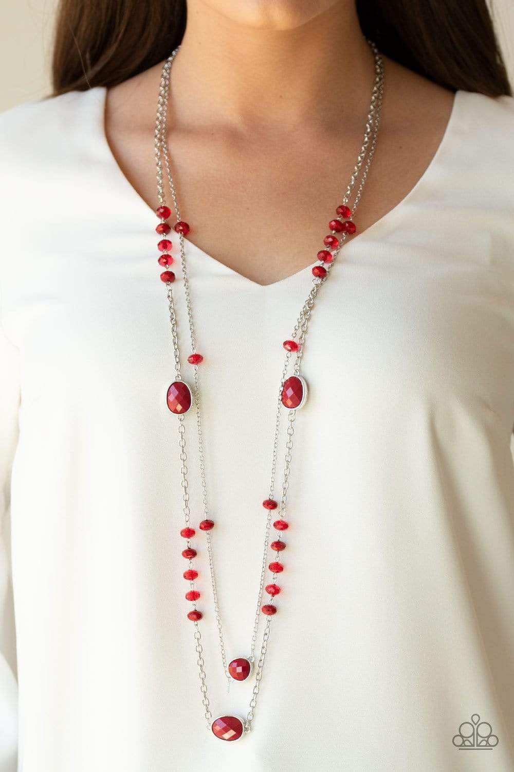 Dazzle The Crowd - Red - Paparazzi Necklace