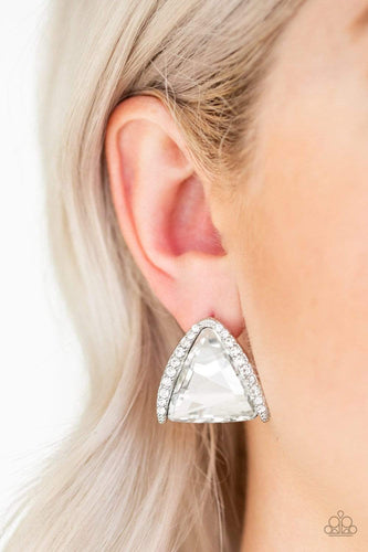 Exalted Elegance - White - Paparazzi Earrings
