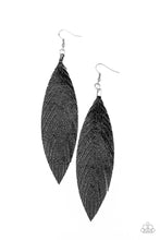 Load image into Gallery viewer, Feather Fantasy - Black - Paparazzi Earrings