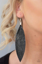 Load image into Gallery viewer, Feather Fantasy - Black - Paparazzi Earrings