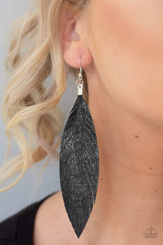 Feather Fantasy - Black - Paparazzi Earrings
