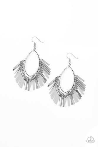 Fine-Tuned Machine - Silver - Paparazzi Earrings