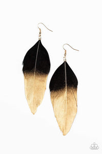Fleek Feathers - Black - Paparazzi Earrings