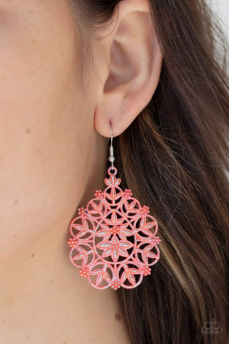 Floral Affair - Orange - Paparazzi Earrings