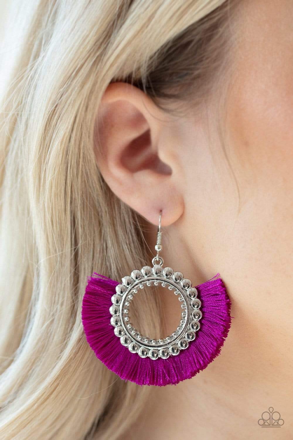 Fringe Fanatic - Purple - Paparazzi Earrings