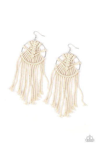 MACRAME, Myself, and I - White -Paparazzi Earrings