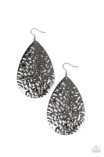 Metallic Mirrors - Black - Paparazzi Earrings