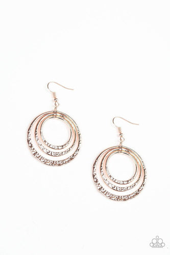 Metallic Ruffle - Rose Gold - Paparazzi Earrings