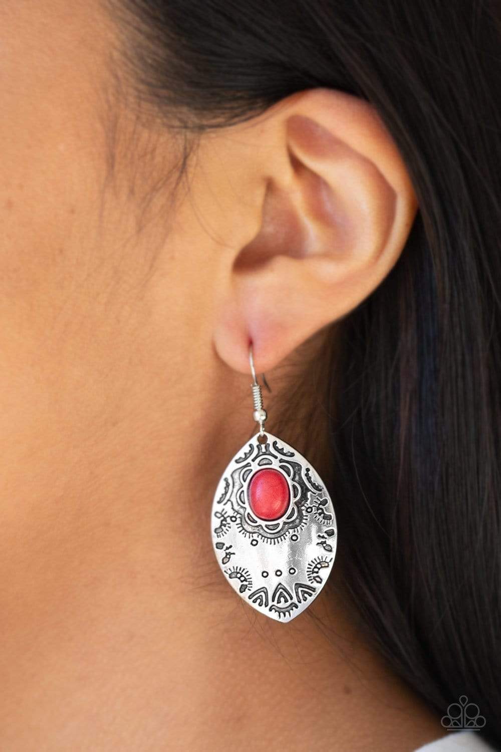 Mountain Montage - Red - Paparazzi Earrings