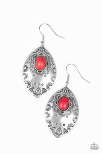 Mountain Montage - Red - Paparazzi Earrings