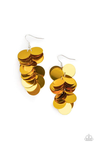Now You SEQUIN It - Gold - Paparazzi Earrings