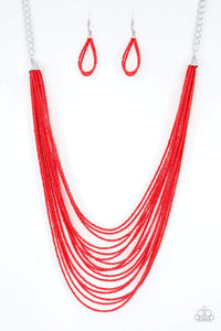 Peacefully Pacific - Red - Paparazzi Necklace