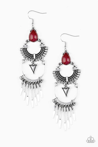 Progressively Pioneer - Red - Paparazzi Earrings