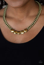 Load image into Gallery viewer, Rhinestone Renegade - Brass - Paparazzi Necklace