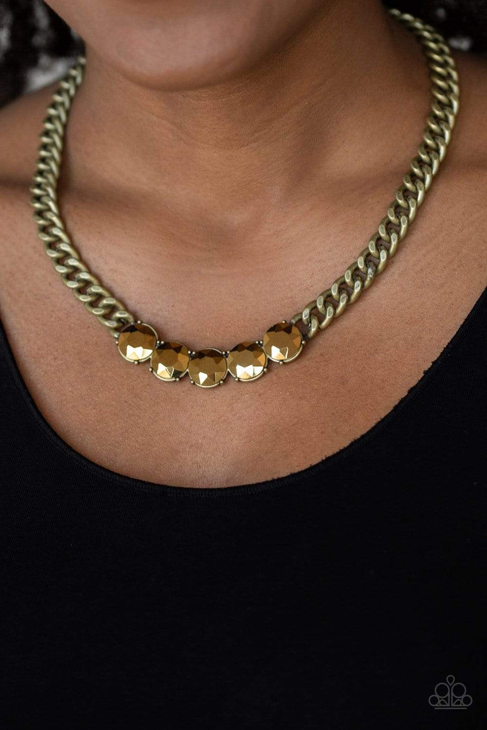 Rhinestone Renegade - Brass - Paparazzi Necklace