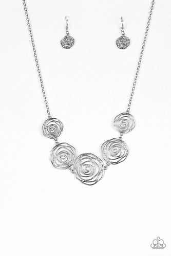 Rosy Rosette - Silver - Paparazzi Necklace