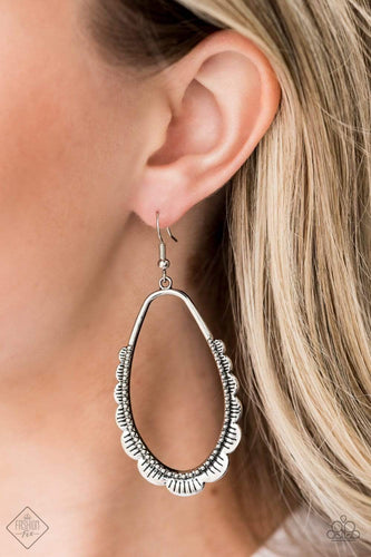 RUFFLE Around The Edges- Silver - Paparazzi Earrings