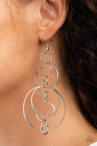 Running Circles Around You - Silver - Paparazzi Earrings