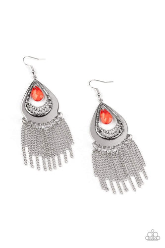 Scattered Storms - Red - Paparazzi Earrings