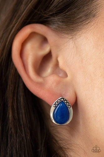 Stone Spectacular - Blue - Paparazzi Earrings